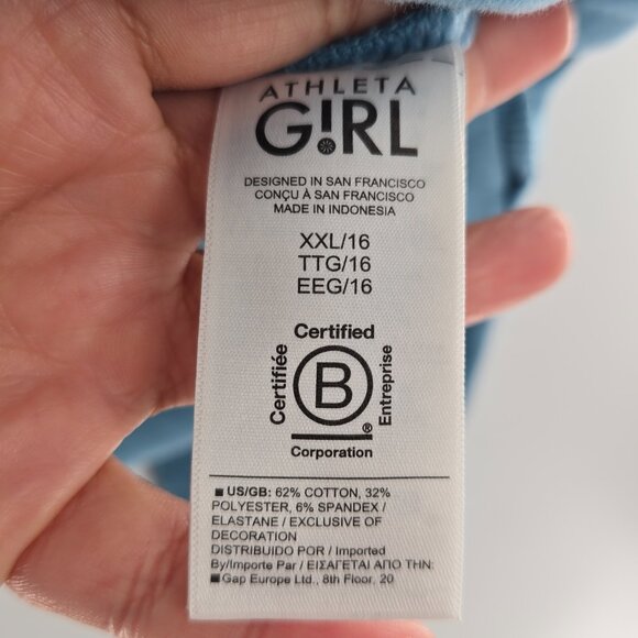 Athleta Girl Blue  Retroplush Twist Front Sweatshirt Sz XXL -16 Comfy Loungewear - Picture 3 of 9